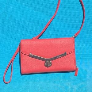 NWOT Vintage Jaclyn Smith Crossbody Red Wallet With Gold Accents & Twist Clasp
